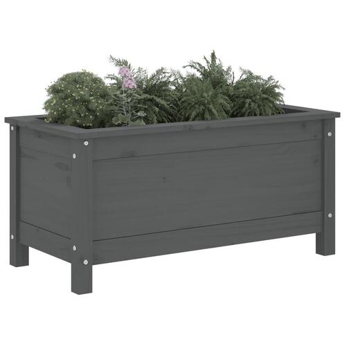 Plantekasse 82,5x40x39 cm massivt fyrretræ grå