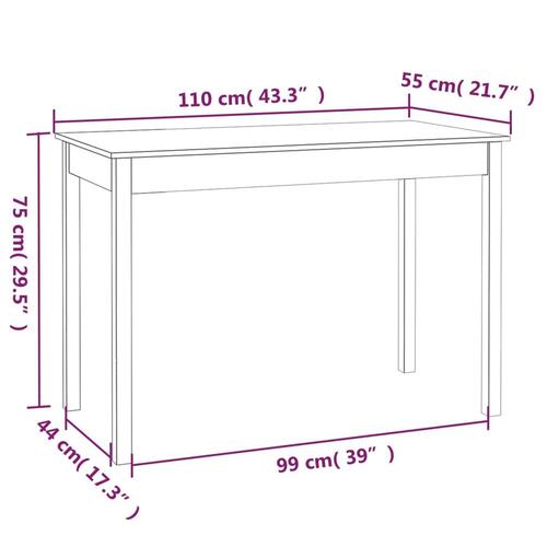 Sofabord 110x55x75 cm massivt fyrretræ gyldenbrun
