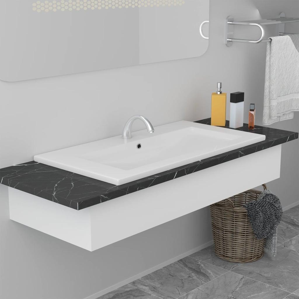 Indbygget håndvask 91x39,5x18,5 cm keramisk hvid