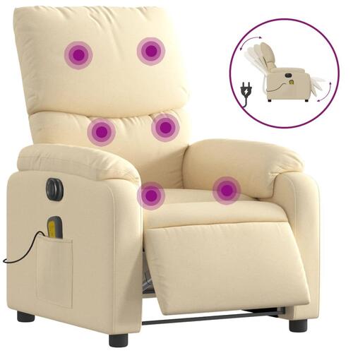 Eldrevet massagestol stof cremefarvet