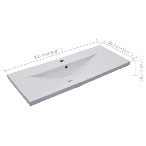 Indbygget håndvask 101x39,5x18,5 cm keramisk hvid