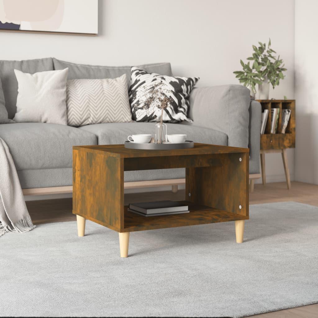 Sofabord 60x50x40 cm konstrueret træ røget egetræsfarve