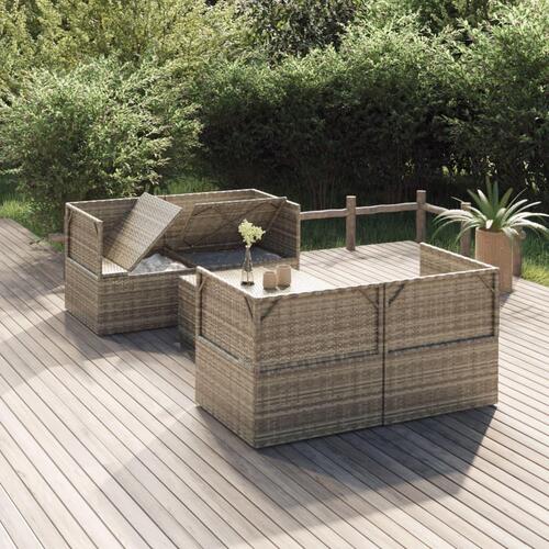 Loungesæt til haven 5 dele med hynder polyrattan grå
