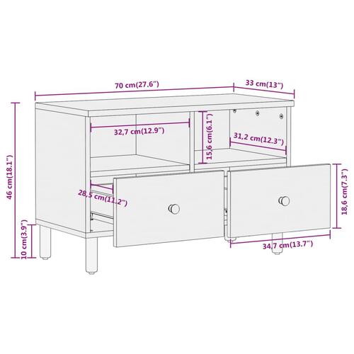Tv-bord 70x33x46 cm massivt akacietræ