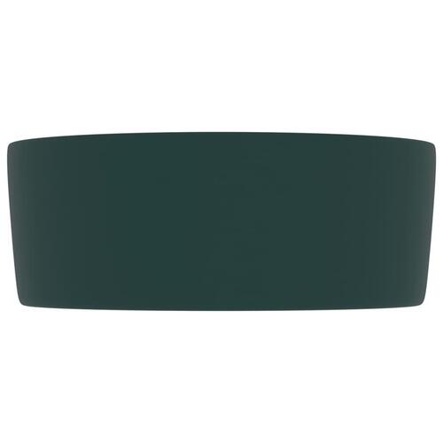 Luksuriøs håndvask 40x15 cm rund keramik mat mørkegrøn