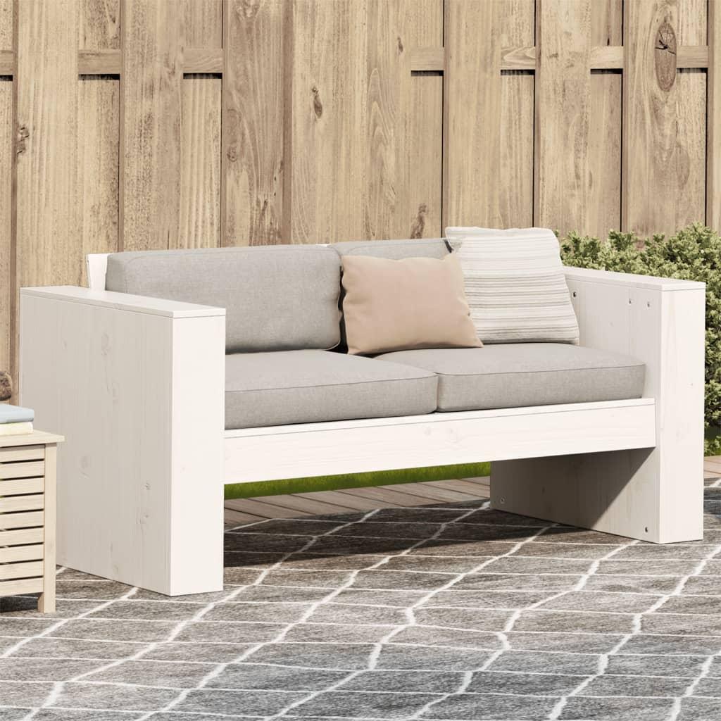 2-personers havesofa 134x60x62 cm massivt fyrretræ hvid