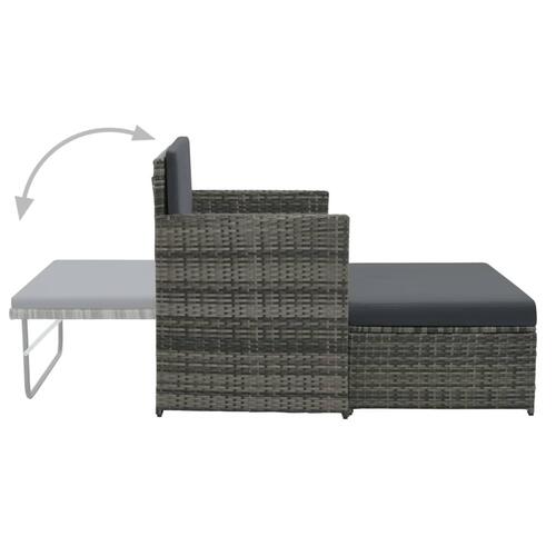 Haveloungesæt 2 dele med hynder polyrattan grå