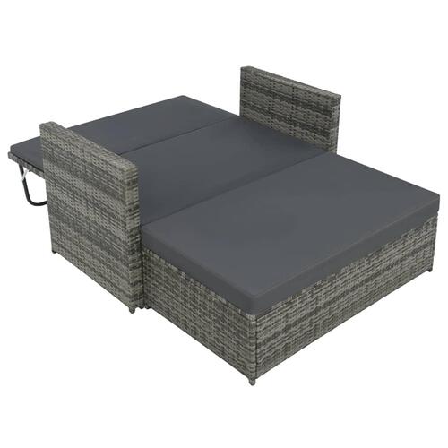 Haveloungesæt 2 dele med hynder polyrattan grå