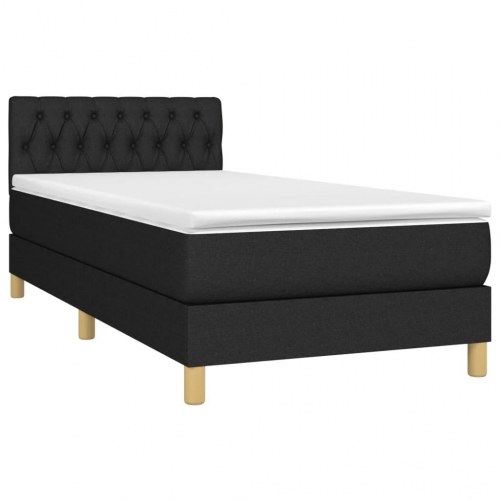 Kontinentalseng med madras 90x190 cm - stof, sort