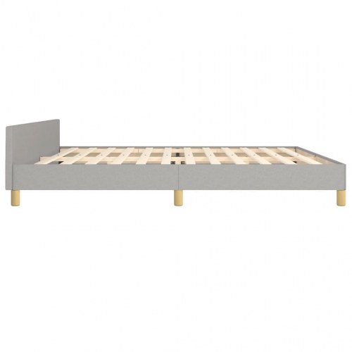 Sengeramme med sengegavl 200×200 cm - stof, lysegrå
