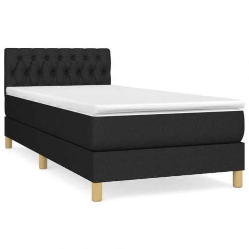 Kontinentalseng med madras 90x190 cm - stof, sort