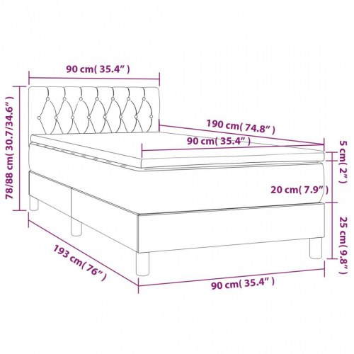 Kontinentalseng med madras 90x190 cm - stof, sort