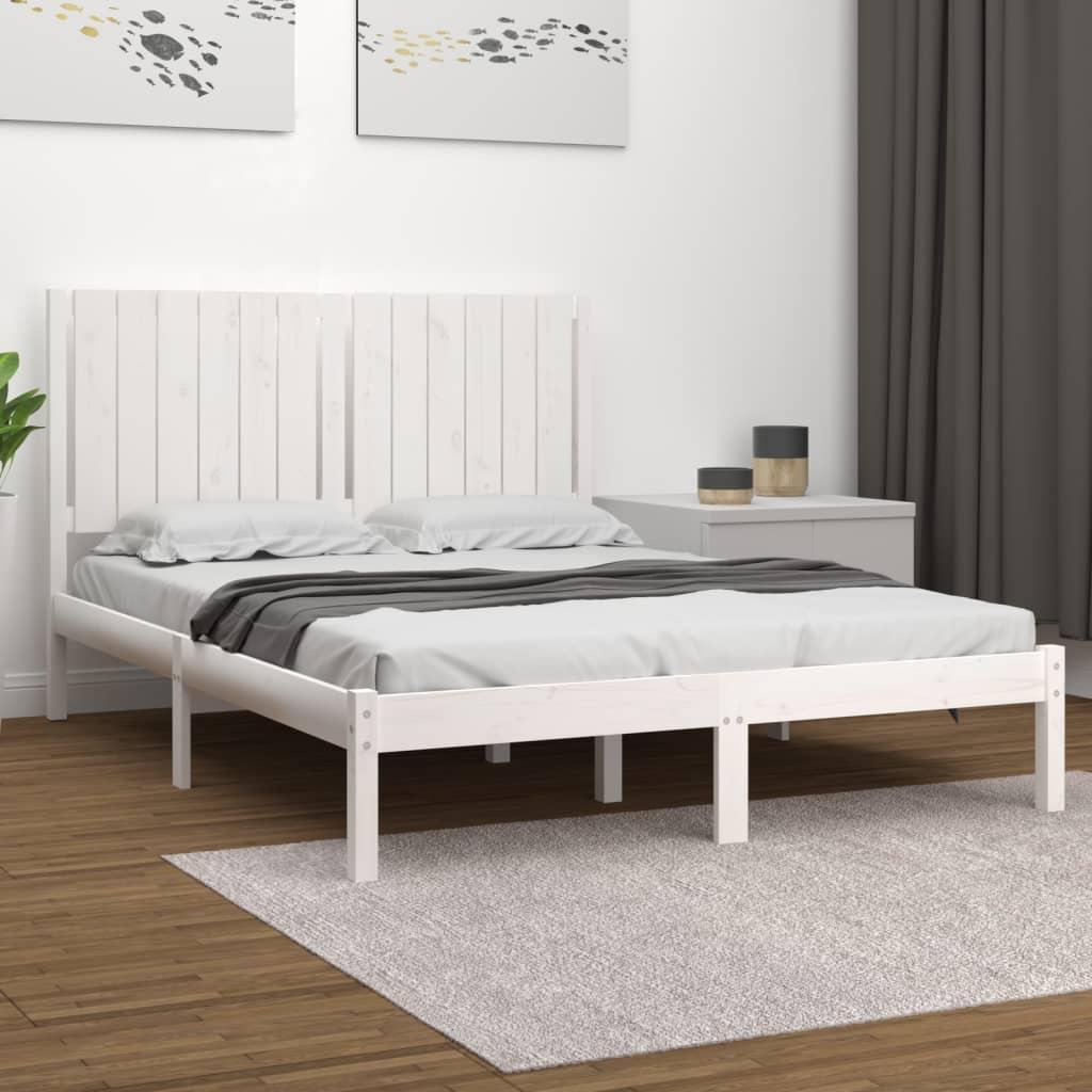 Sengestel 135x190 cm Double massivt fyrretræ hvid