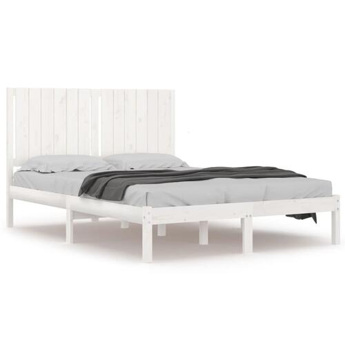 Sengeramme uden madras 135x190 cm massivt fyrretræ hvid