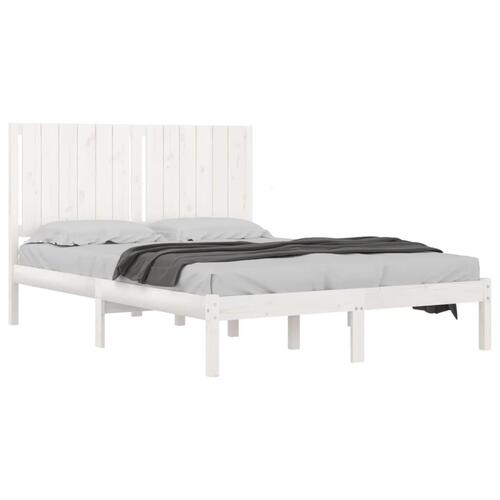 Sengeramme uden madras 135x190 cm massivt fyrretræ hvid