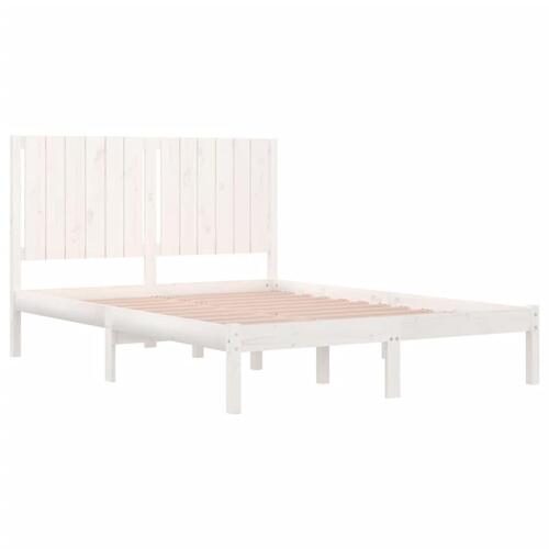 Sengeramme uden madras 135x190 cm massivt fyrretræ hvid