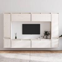 Tv-skabe 8 dele massivt fyrretræ hvid