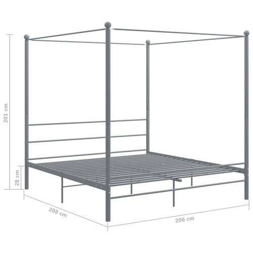 Sengestel til himmelseng 200x200 cm metal grå
