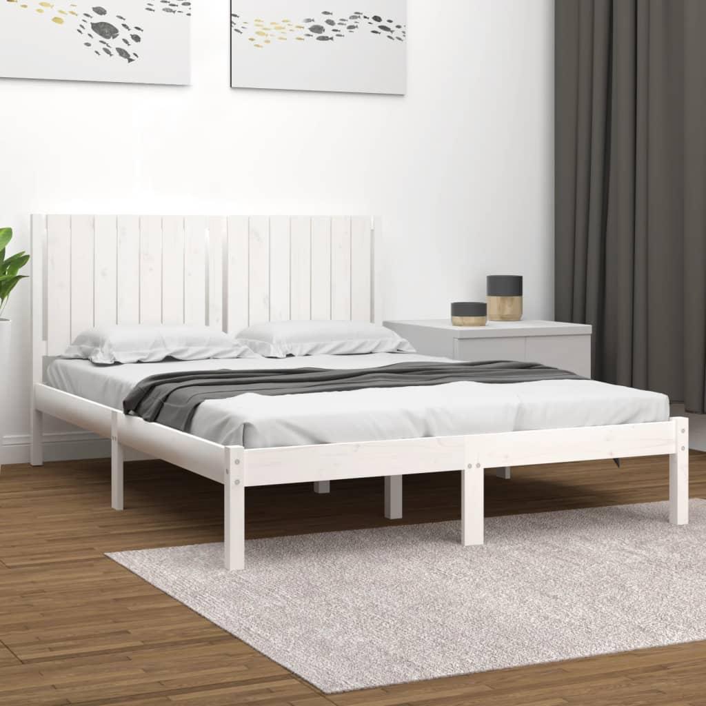 Sengeramme 150x200 cm King Size massivt fyrretræ hvid