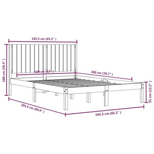 Sengeramme 160x200 cm massivt fyrretræ hvid