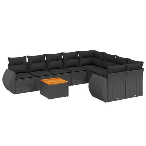 Sofasæt til haven 9 dele med hynder polyrattan sort
