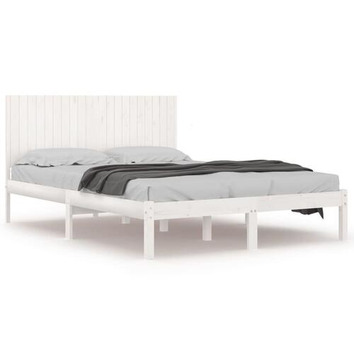 Sengeramme 200x200 cm massivt fyrretræ hvid
