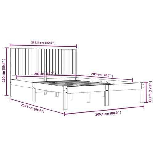 Sengeramme 200x200 cm massivt fyrretræ hvid