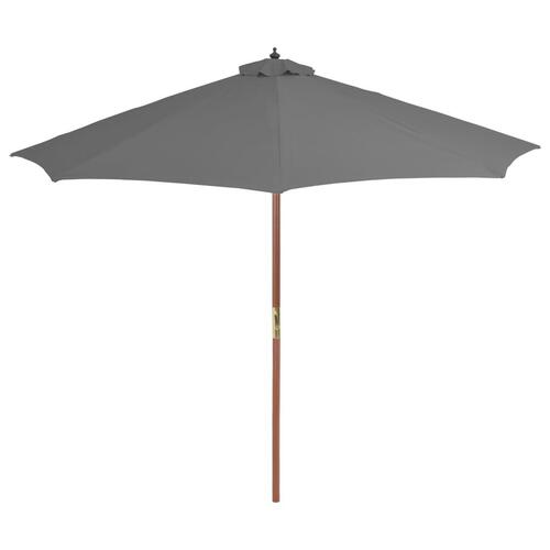 Udendørs parasol med træstang 300 cm antracitgrå