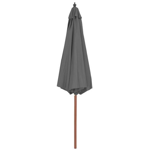 Udendørs parasol med træstang 300 cm antracitgrå