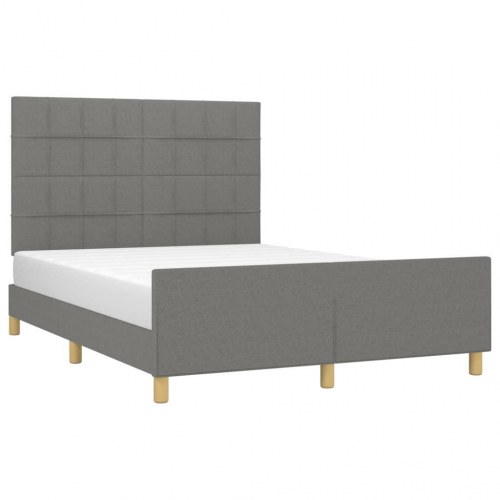 Sengeramme med sengegavl 140x190 cm - stof, mørkegrå