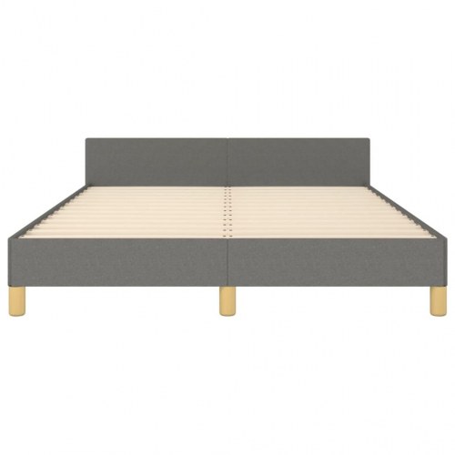 Sengeramme med sengegavl 140x190 cm - stof, mørkegrå