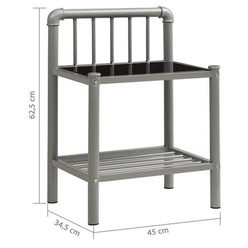 Sengeskabe 2 stk. metal og glas grå og sort