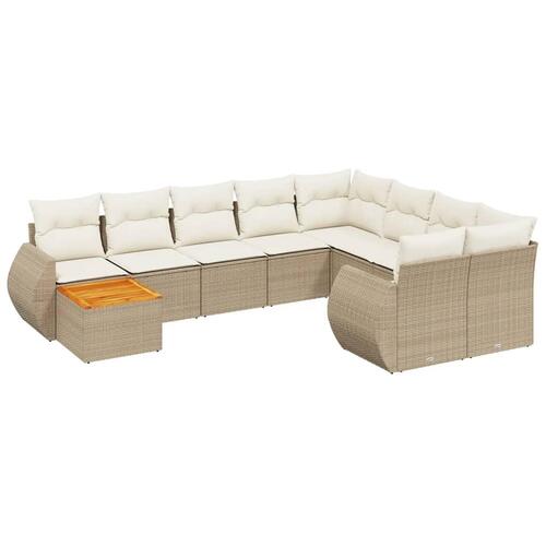 Sofasæt til haven 10 dele med hynder polyrattan beige