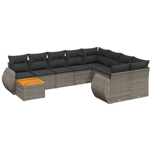 Sofasæt til haven 10 dele med hynder polyrattan grå