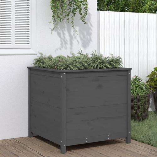 Plantekasse 82,5x82,5x78 cm massivt fyrretræ grå