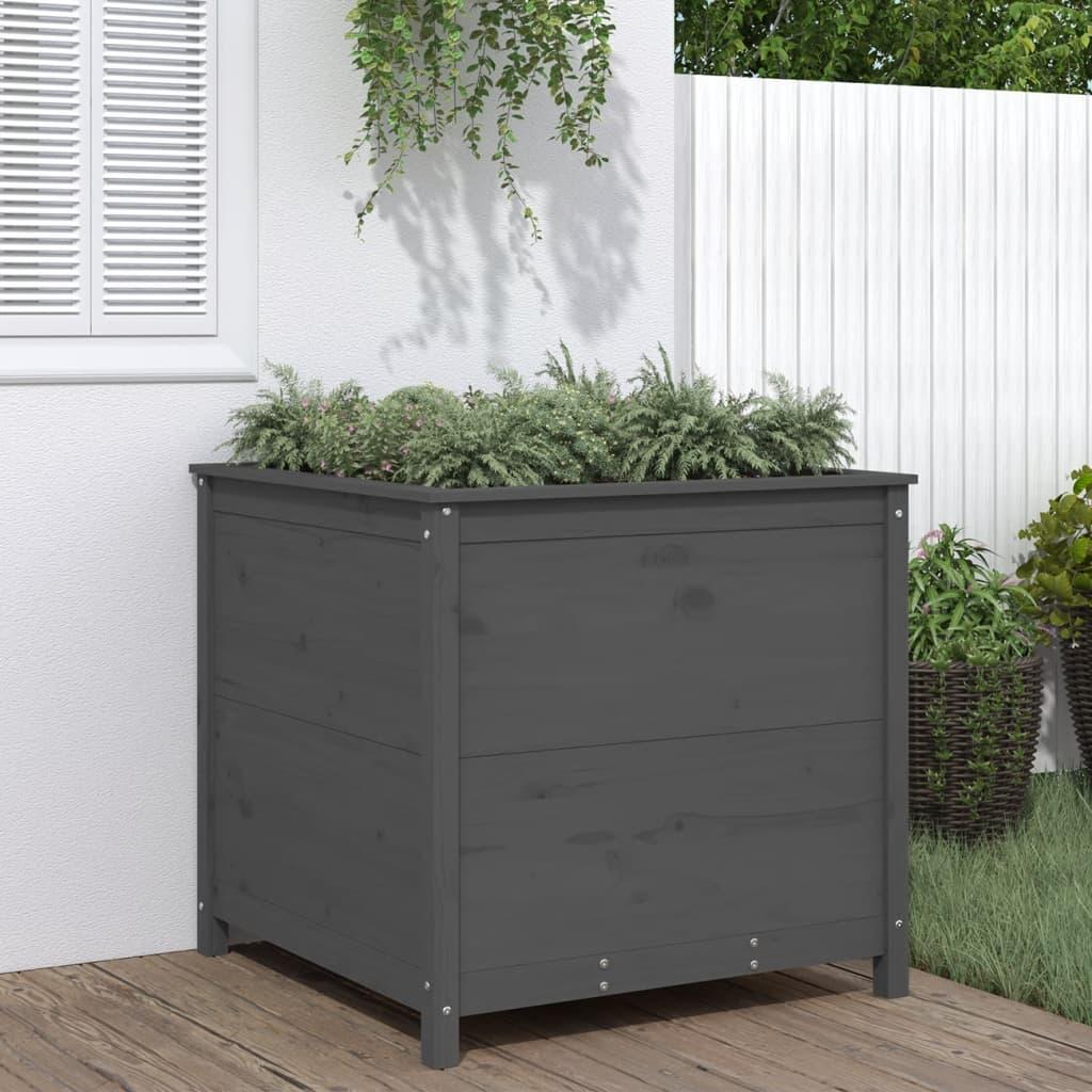 Plantekasse 82,5x82,5x78 cm massivt fyrretræ grå