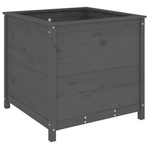 Plantekasse 82,5x82,5x78 cm massivt fyrretræ grå