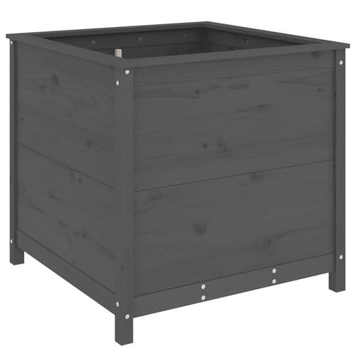 Plantekasse 82,5x82,5x78 cm massivt fyrretræ grå
