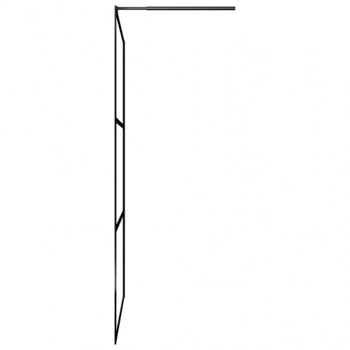 Brusevæg med hylde 100x195 cm sikkerhedsglas og aluminium sort