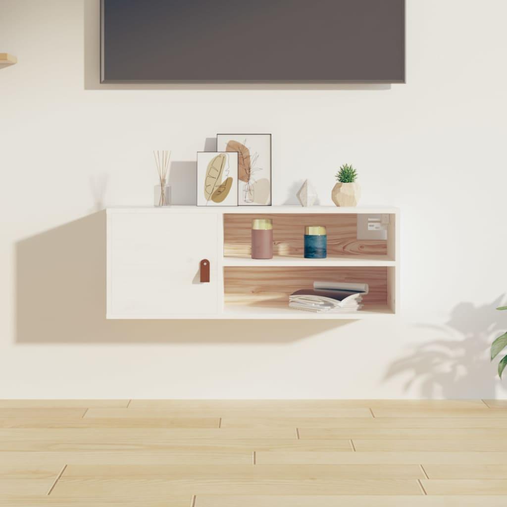 Vægskab 80x30x30 cm massivt fyrretræ hvid