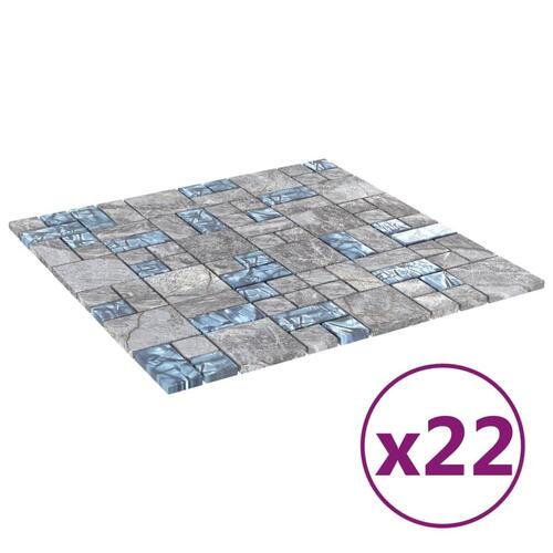 Mosaikfliser 22 stk. 30x30 cm glas grå og blå