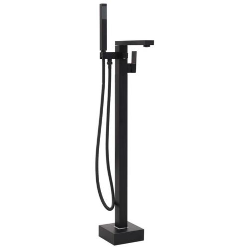 Fritstående badekarsarmatur 90 cm rustfrit stål sort