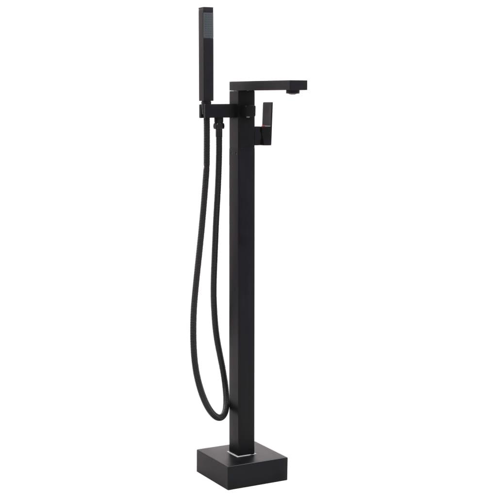 Fritstående badekarsarmatur 90 cm rustfrit stål sort