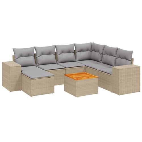 Sofasæt til haven 8 dele med hynder polyrattan beige