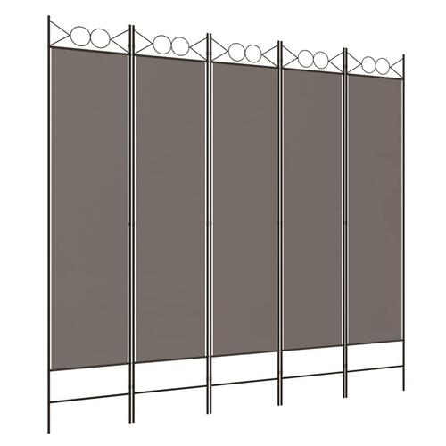 5-panels rumdeler 200x200 cm stof antracitgrå