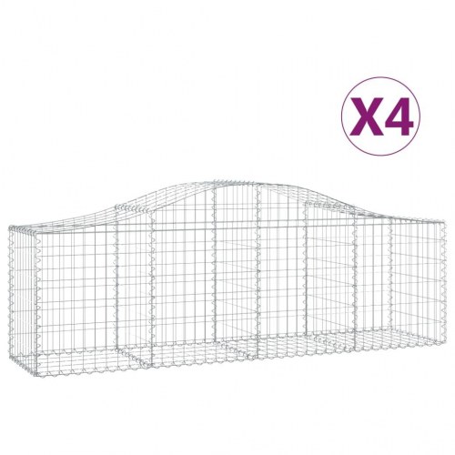 Buede gabionkurve - 4 stk. 200×50×60/80 cm i galvaniseret jern