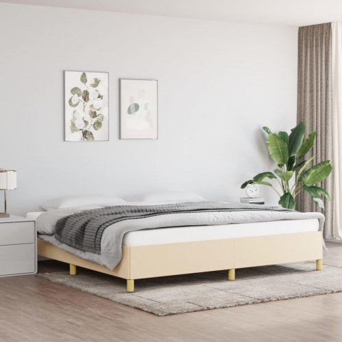 Sengeramme i stof 200x200 cm - cremefarvet dobbeltseng uden madras