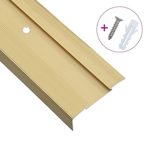 15 stk. L-formede trappelister 90 cm aluminium guldfarvet