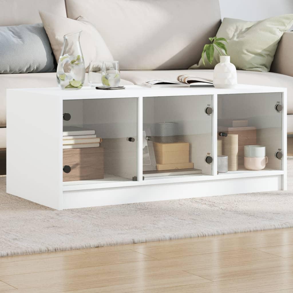 Sofabord med glaslåger 102x50x42 cm hvid