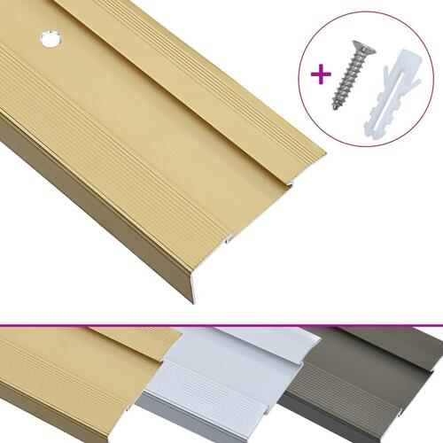15 stk. L-formede trappelister 90 cm aluminium guldfarvet